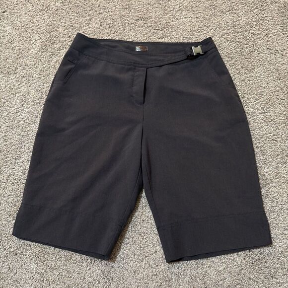 Swing Tech Bette & Court Golf Shorts Womens 8 Bermuda Modest Slim black Buckle M - Picture 1 of 10